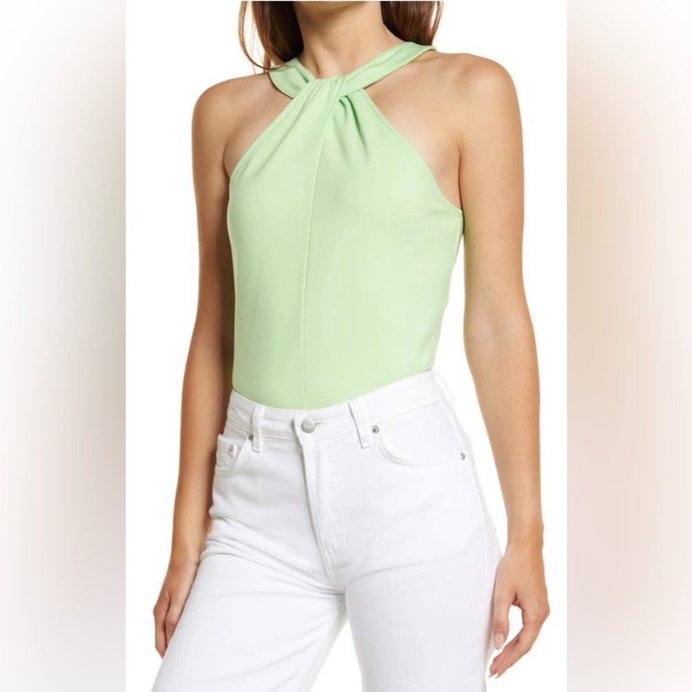 Halogen Green Twisted Halter Neck Tank Top Size Small (4-6) NWT